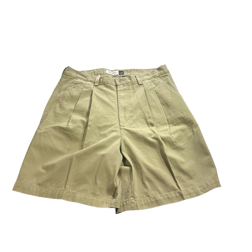 Vtg Gap Relaxed Fit Men Beige Pleated Khaki Chino Shorts Sz 36x8” In 100% Cotton